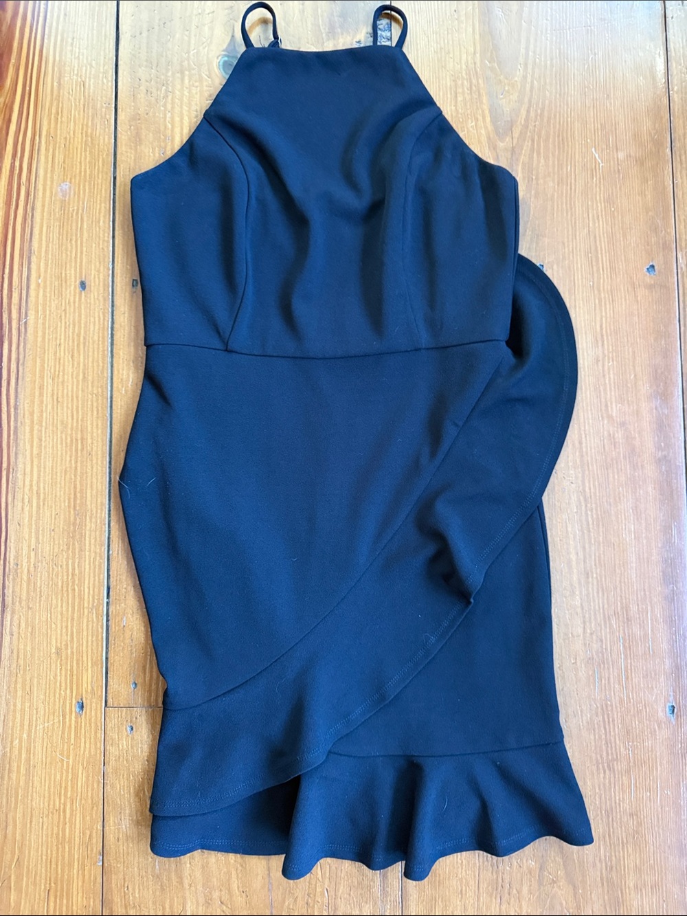 Lulus black mini dress with ruffle medium